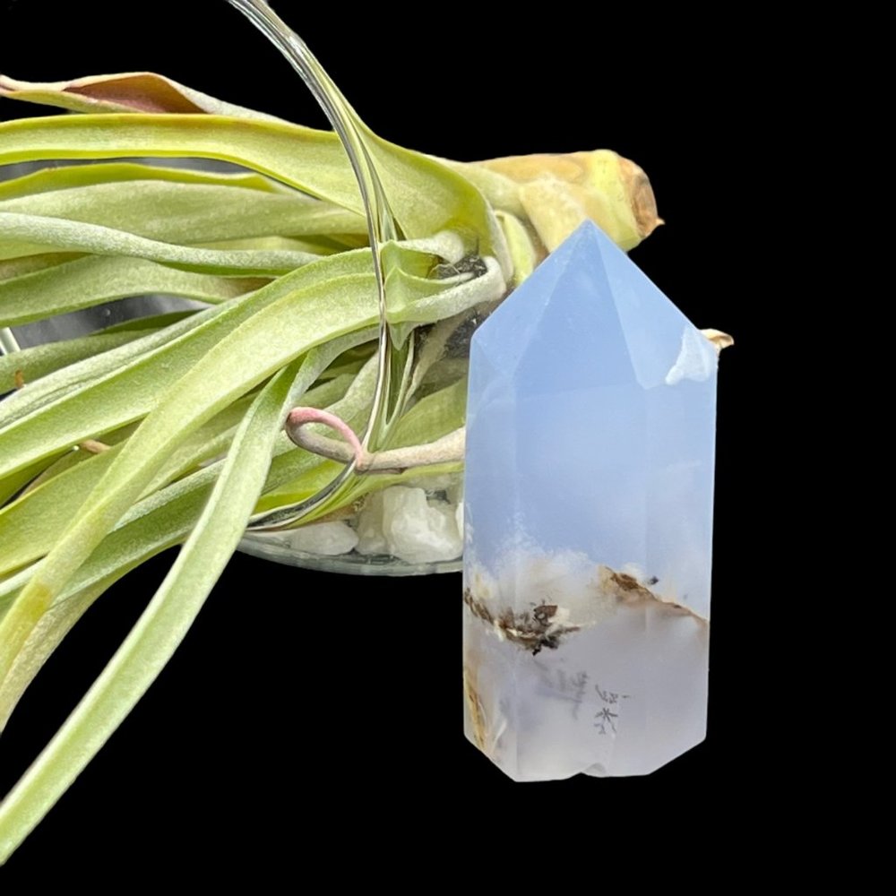 Blue Chalcedony Crystal Healing Stick Pointed Tower Formation Mineral Protection